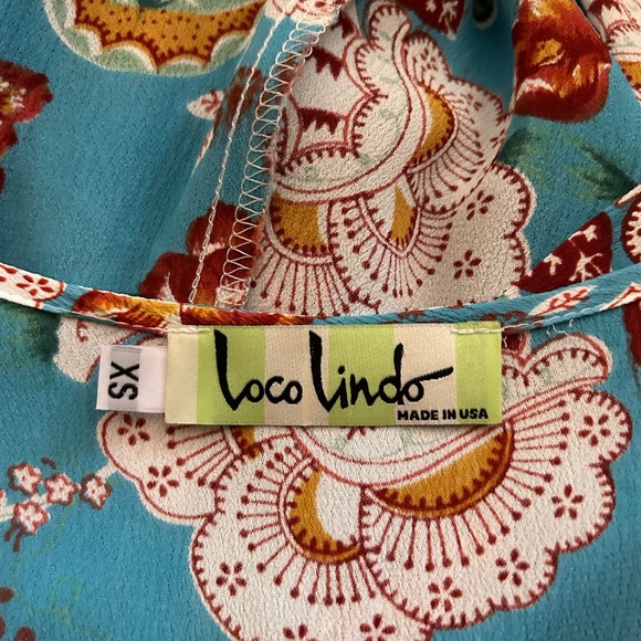 Loco Lindo Blue Spanish Floral Rita Dress XS NWOT - Picture 4 of 4